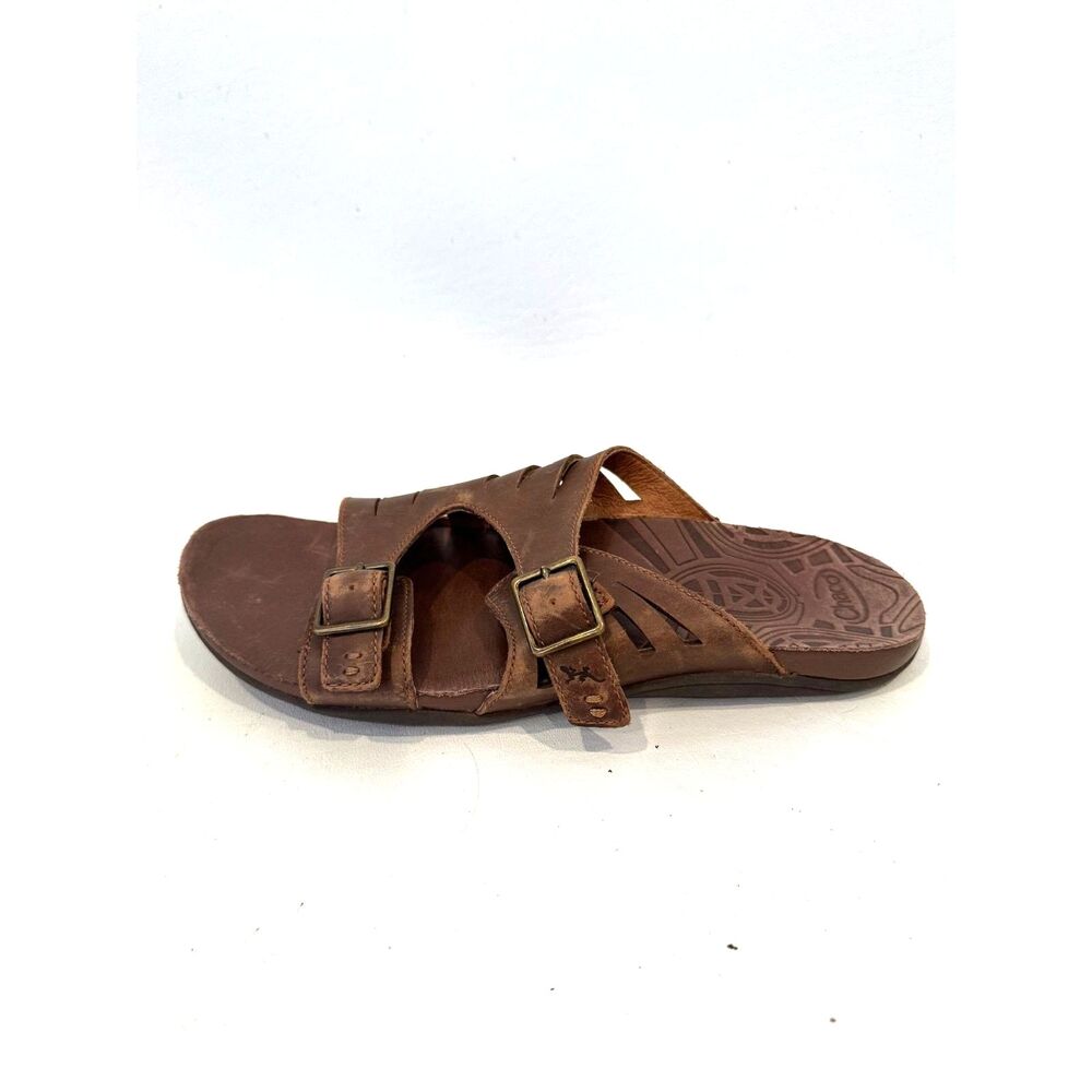 Chaco Dark Earth Brown Two Strap Leather Sandals Size 10 Leather